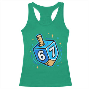 Funny 67 Hanukkah Dreidel Racerback Tank Top Chanukah Star Of David - Print Your Wear