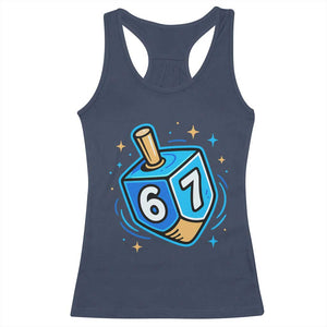 Funny 67 Hanukkah Dreidel Racerback Tank Top Chanukah Star Of David TS11 Navy Print Your Wear