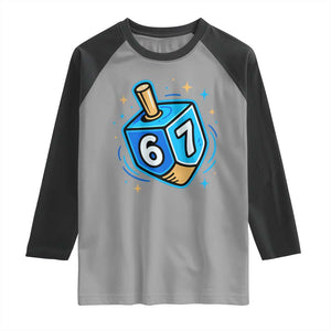 Funny 67 Hanukkah Dreidel Raglan Shirt Chanukah Star Of David TS11 Sport Gray Black Print Your Wear