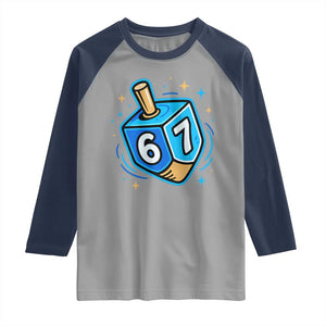 Funny 67 Hanukkah Dreidel Raglan Shirt Chanukah Star Of David TS11 Sport Gray Navy Print Your Wear