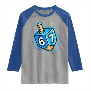 Funny 67 Hanukkah Dreidel Raglan Shirt Chanukah Star Of David TS11 Sport Gray Royal Print Your Wear
