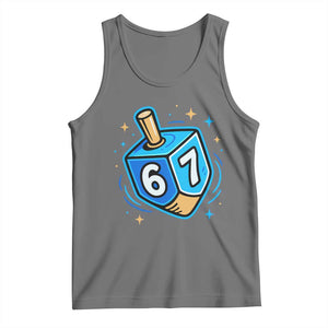 Funny 67 Hanukkah Dreidel Tank Top Chanukah Star Of David TS11 Black Heather Print Your Wear