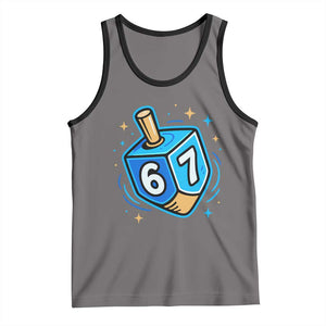 Funny 67 Hanukkah Dreidel Tank Top Chanukah Star Of David TS11 Deep Heather Black Print Your Wear