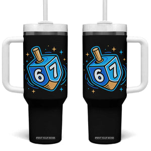 Funny 67 Hanukkah Dreidel Tumbler With Handle Chanukah Star Of David TS11 One Size: 40 oz Black Print Your Wear