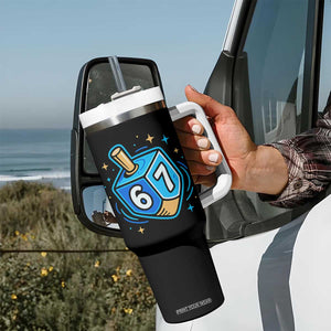 Funny 67 Hanukkah Dreidel Tumbler With Handle Chanukah Star Of David TS11 Print Your Wear