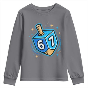 Funny 67 Hanukkah Dreidel Youth Sweatshirt Chanukah Star Of David TS11 Charcoal Print Your Wear