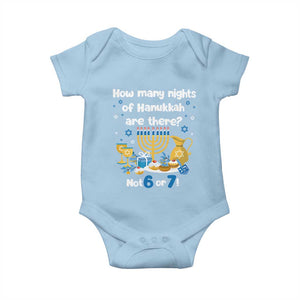 Funny 67 Hanukkah Baby Onesie How Many Nights Of Hanukkah Are There Not 6 or 7 TS11 Light Blue Print Your Wear