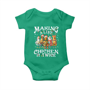Making A List Chicken It Twice Baby Onesie Funny Christmas Chicken TS11 Irish Green Print Your Wear