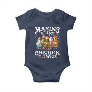 Making A List Chicken It Twice Baby Onesie Funny Christmas Chicken TS11 Navy Print Your Wear