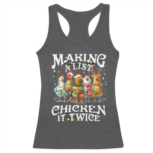Making A List Chicken It Twice Racerback Tank Top Funny Christmas Chicken TS11 Dark Heather Print Your Wear