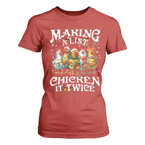 Making A List Chicken It Twice T Shirt For Women Funny Christmas Chicken TS11 Red Print Your Wear