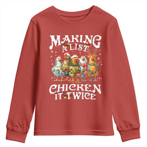 Making A List Chicken It Twice Youth Sweatshirt Funny Christmas Chicken TS11 Red Print Your Wear