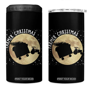 Funny Farmer Christmas 4 in 1 Can Cooler Tumbler Xmas Santa Farm Tractor Moon TS11 One Size: 16 oz Black Print Your Wear