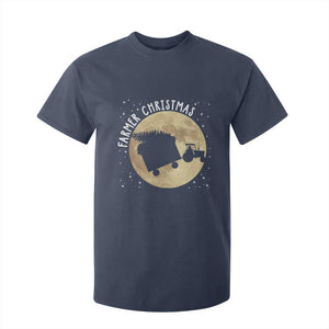 Funny Farmer Christmas T Shirt For Kid Xmas Santa Farm Tractor Moon TS11 Navy Print Your Wear