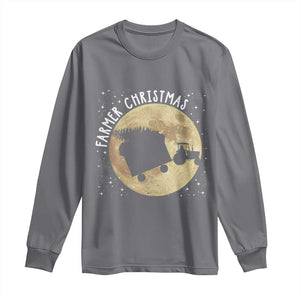 Funny Farmer Christmas Long Sleeve Shirt Xmas Santa Farm Tractor Moon TS11 Charcoal Print Your Wear