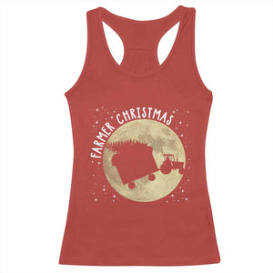 Funny Farmer Christmas Racerback Tank Top Xmas Santa Farm Tractor Moon TS11 Red Print Your Wear