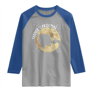 Funny Farmer Christmas Raglan Shirt Xmas Santa Farm Tractor Moon TS11 Sport Gray Royal Print Your Wear