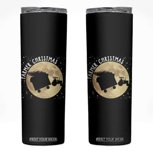 Funny Farmer Christmas Skinny Tumbler Xmas Santa Farm Tractor Moon TS11 Black Print Your Wear