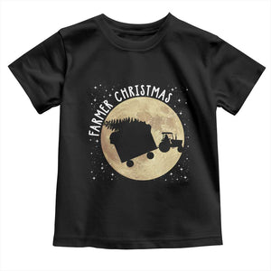 Funny Farmer Christmas Toddler T Shirt Xmas Santa Farm Tractor Moon TS11 Black Print Your Wear