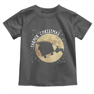 Funny Farmer Christmas Toddler T Shirt Xmas Santa Farm Tractor Moon TS11 Dark Heather Print Your Wear