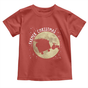 Funny Farmer Christmas Toddler T Shirt Xmas Santa Farm Tractor Moon TS11 Red Print Your Wear