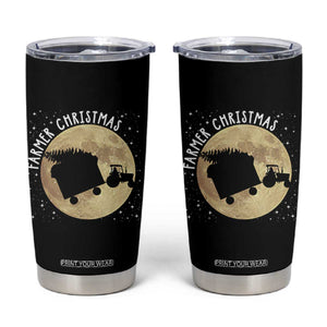 Funny Farmer Christmas Tumbler Cup Xmas Santa Farm Tractor Moon TS11 Black Print Your Wear