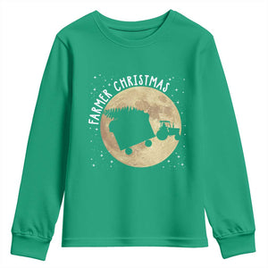 Funny Farmer Christmas Youth Sweatshirt Xmas Santa Farm Tractor Moon TS11 Irish Green Print Your Wear