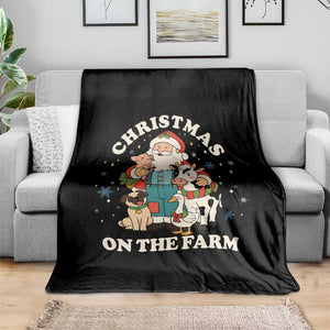 Funny Xmas On The Farm Throw Blanket Christmas Farmer Santa Claus Livestock TS11 Print Your Wear