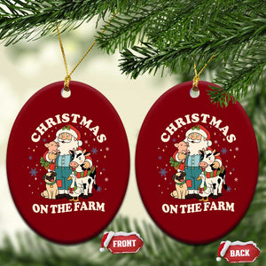 Funny Xmas On The Farm Ceramic Ornament Christmas Farmer Santa Claus Livestock TS11 Print Your Wear