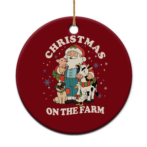 Funny Xmas On The Farm Ceramic Ornament Christmas Farmer Santa Claus Livestock TS11 1pc Red Print Your Wear