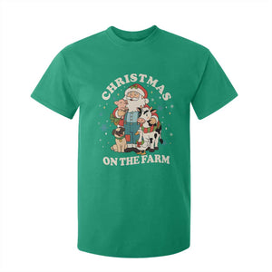 Funny Xmas On The Farm T Shirt For Kid Christmas Farmer Santa Claus Livestock TS11 Irish Green Print Your Wear