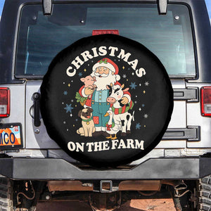 Funny Xmas On The Farm Spare Tire Cover Christmas Farmer Santa Claus Livestock TS11 No hole Black Print Your Wear