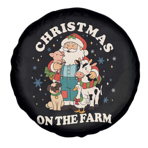 Funny Xmas On The Farm Spare Tire Cover Christmas Farmer Santa Claus Livestock TS11 Print Your Wear