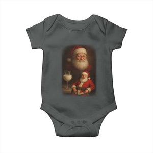 Funny Christmas Santa Drinking Milk Dank Meme Baby Onesie TS11 Dark Heather Print Your Wear
