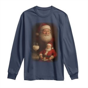 Funny Christmas Santa Drinking Milk Dank Meme Long Sleeve Shirt TS11 Navy Print Your Wear