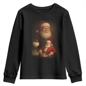Funny Christmas Santa Drinking Milk Dank Meme Youth Sweatshirt TS11 Black Print Your Wear