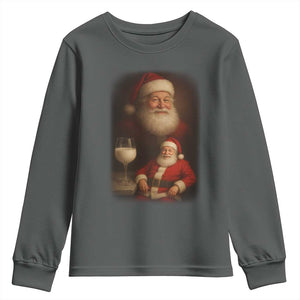 Funny Christmas Santa Drinking Milk Dank Meme Youth Sweatshirt TS11 Dark Heather Print Your Wear