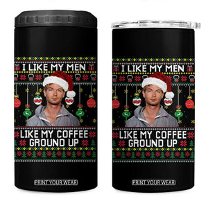 Funny Christmas Jeffrey Dahmer 4 in 1 Can Cooler Tumbler I Like My Men Like My Coffee Ground Up Serial Killer TS11 One Size: 16 oz Black Print Your Wear