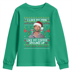 Funny Christmas Jeffrey Dahmer Youth Sweatshirt I Like My Men Like My Coffee Ground Up Serial Killer TS11 Irish Green Print Your Wear