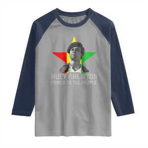 Huey P.Newton Power To The People Raglan Shirt Black Panther Party Black History Month TS11 Sport Gray Navy Print Your Wear