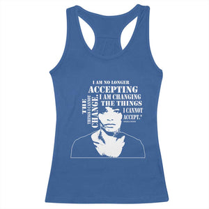 Angela Davis Quotes Racerback Tank Top I Am No Longer Accepting The Things I Cannot Change Black History Month TS11 Royal Blue Print Your Wear