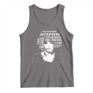 Angela Davis Quotes Tank Top I Am No Longer Accepting The Things I Cannot Change Black History Month TS11 Deep Heather Print Your Wear