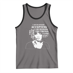 Angela Davis Quotes Tank Top I Am No Longer Accepting The Things I Cannot Change Black History Month TS11 Deep Heather Black Print Your Wear