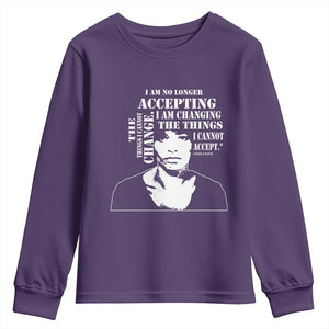 Angela Davis Quotes Youth Sweatshirt I Am No Longer Accepting The Things I Cannot Change Black History Month TS11 Purple Print Your Wear
