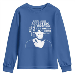 Angela Davis Quotes Youth Sweatshirt I Am No Longer Accepting The Things I Cannot Change Black History Month TS11 Royal Blue Print Your Wear