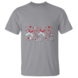 Funny Valentine's Day Nurse Doctor T Shirt Heart Stethoscope TS11 Sport Gray Print Your Wear