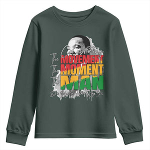 Dr Martin Luther King Jr Youth Sweatshirt Celebrating The Movement Moment The Man TS11 Dark Forest Green Print Your Wear