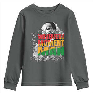 Dr Martin Luther King Jr Youth Sweatshirt Celebrating The Movement Moment The Man TS11 Dark Heather Print Your Wear