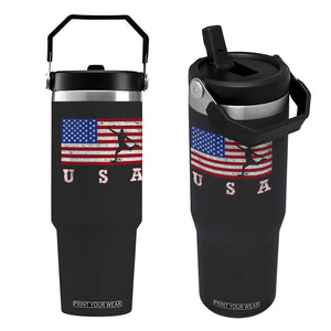 Patriotic Soccer Flip Straw Tumbler USA American Flag Team TS11 One Size: 30 oz Black Print Your Wear