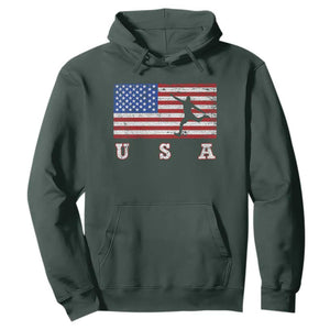 Patriotic Soccer Hoodie USA American Flag Team TS11 Dark Forest Green Print Your Wear
